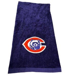 Vintage Jay Franco Chicago Bears Bath Towel Blue Orange Embroidered NFL